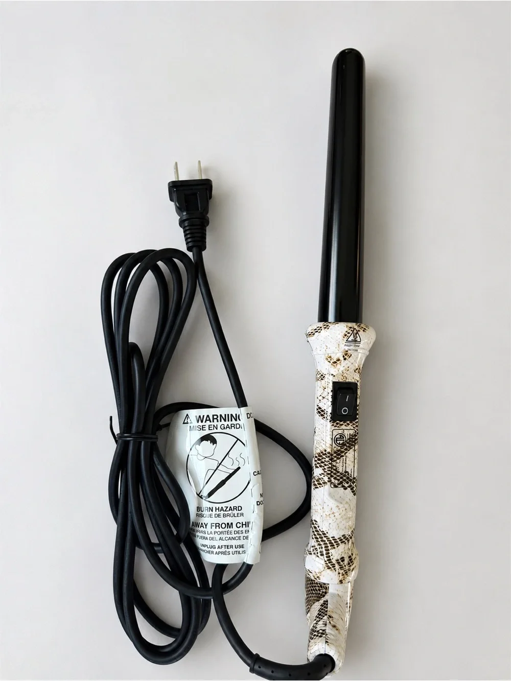 Fahrenheit White Snake Ceramic Curling Wand 450°F Tourmaline Dual Voltage